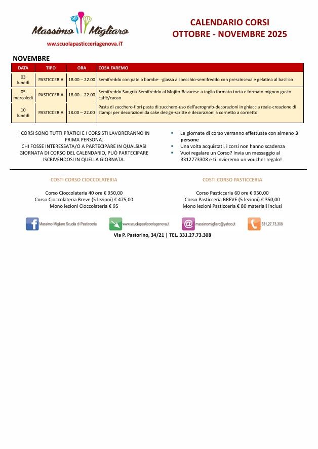 Corso Pasticceria novembre 2024