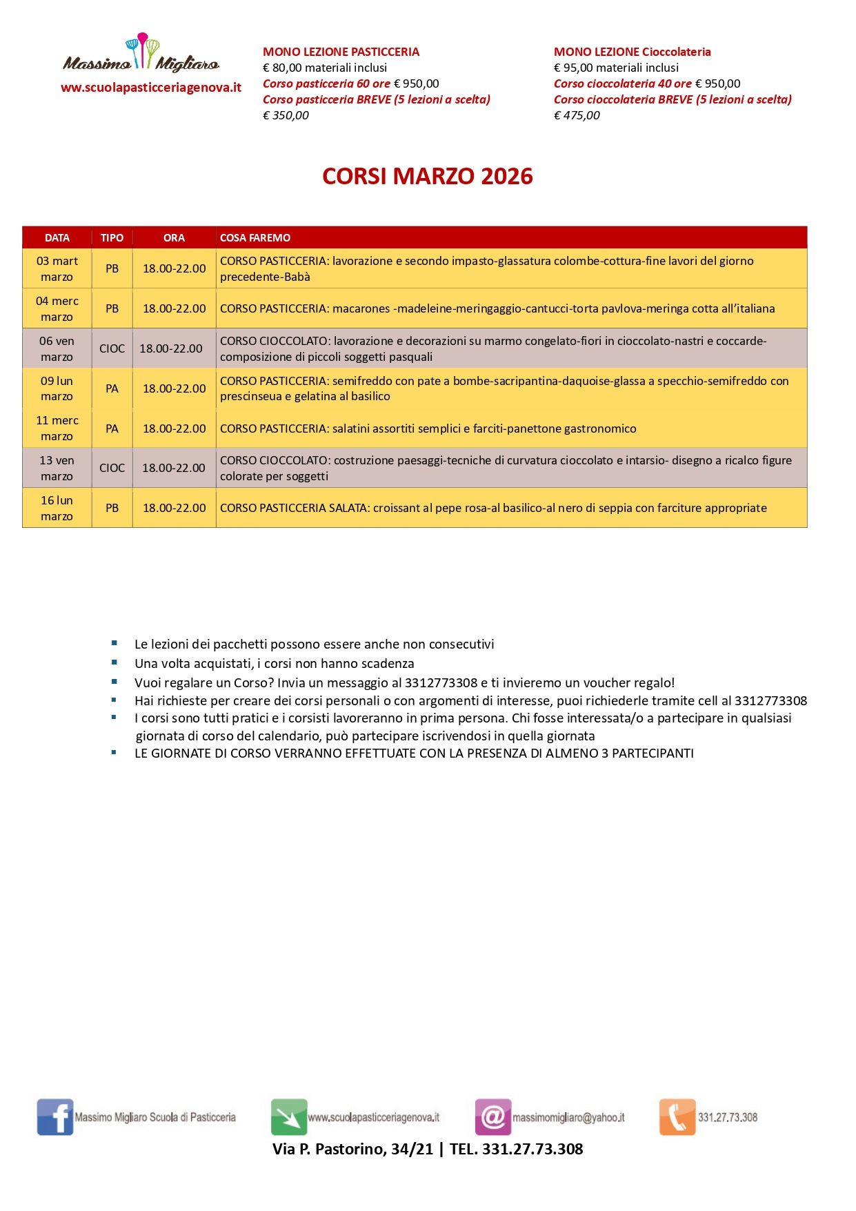 Corso Pasticceria novembre 2024